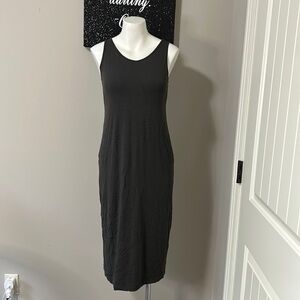 EILEEN FISHER Viscose Jersey Tank Dress Dark Gray Slim Fit Sleeveless Sz XS
